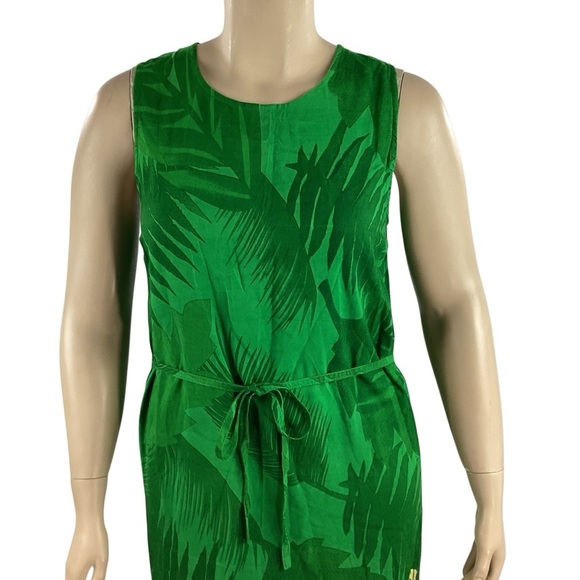 Serengeti Tahitian Dreams Green Floral Midi Dress Rayon Sleeveless PXL - Picture 2 of 6